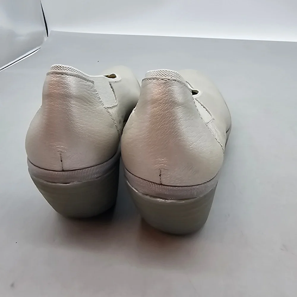 Fly London Yoni Metallic Silver Leather Wedge Pump Slip On Shoes EU 39 501438013